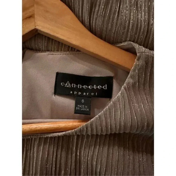 Connected Apparel Metallic Layered Dress Size 6 - Picture 4 of 4